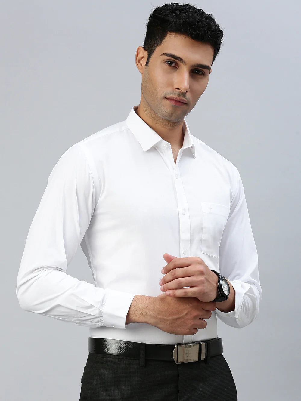 RAMRAJ - Men 100% Cotton White Shirt