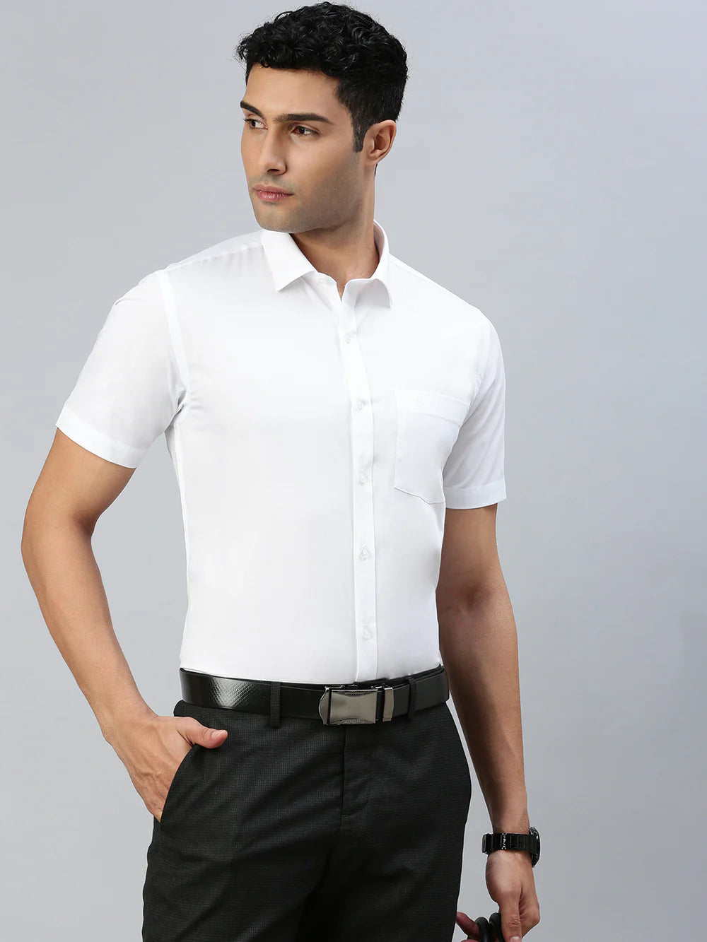 RAMRAJ - Men 100% Cotton White Shirt